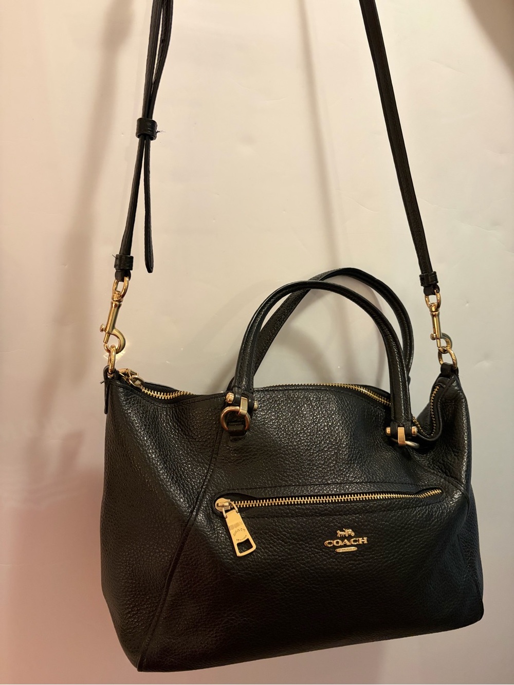 Coach Prairie Satchel Black Pebbled Leather Crossbody Bag, Style 79997